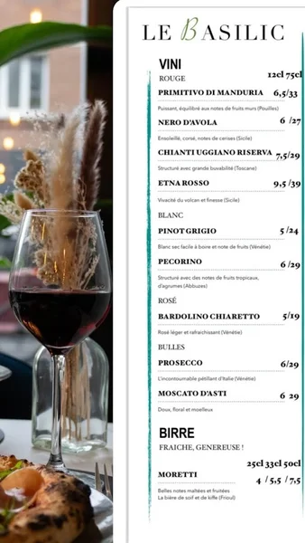 menu 2 of Le Basilic