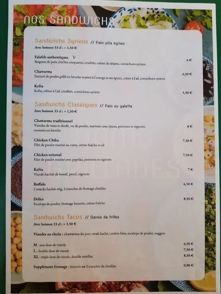 menu 0 of HOMS Grillades