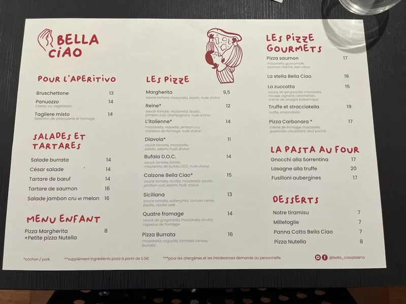 menu 0 of Bella Ciao Pizza | Pizzeria & Cuisine Italienne à Nice