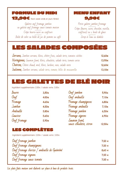 menu 0 of Les Années Folles - Crêperie
