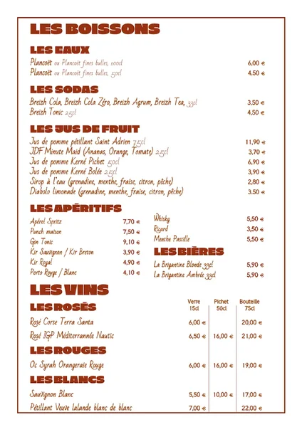 menu 1 of Les Années Folles - Crêperie