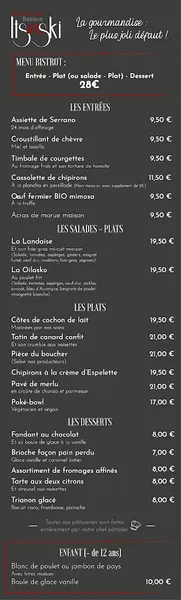 menu 0 of Le Bistrot Itsaski