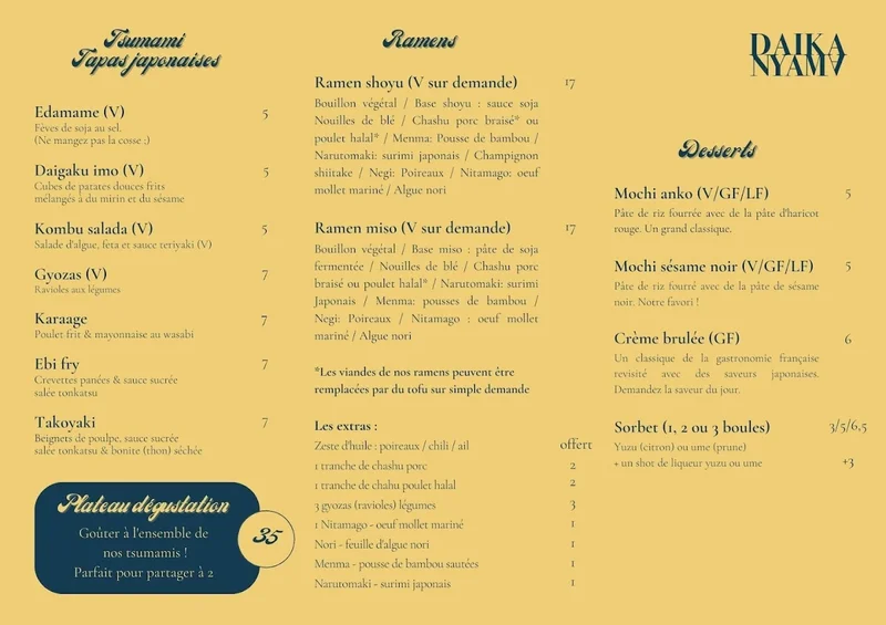 menu 0 of Daikanyama - bar et restaurant japonais