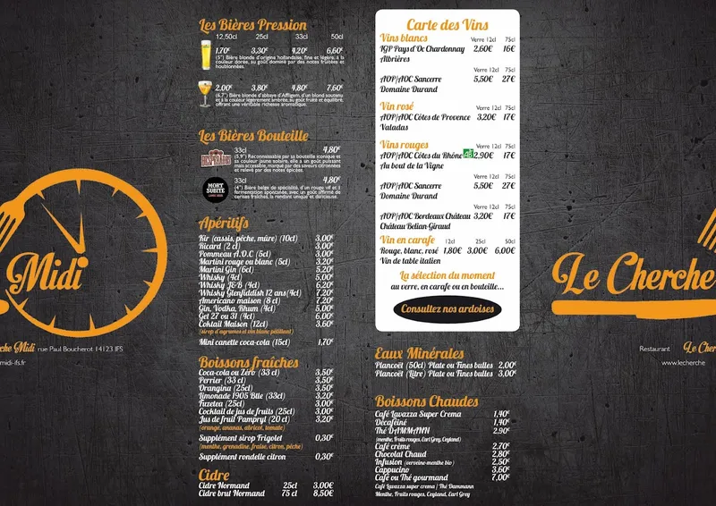 menu 1 of LE CHERCHE MIDI