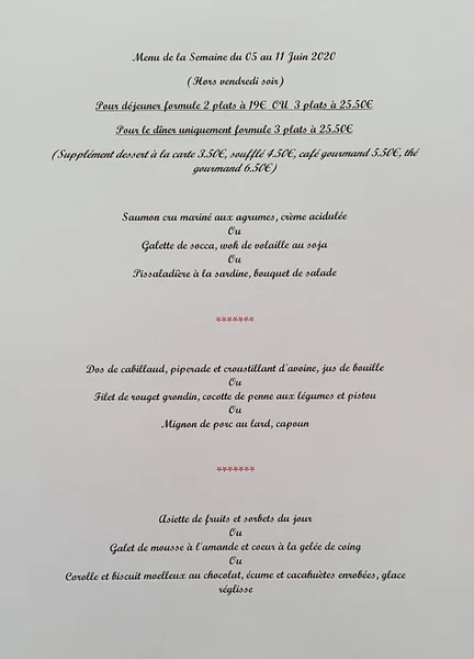 menu 0 of Les Sens