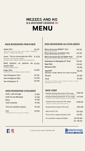 menu 1 of Mezzés and Ko
