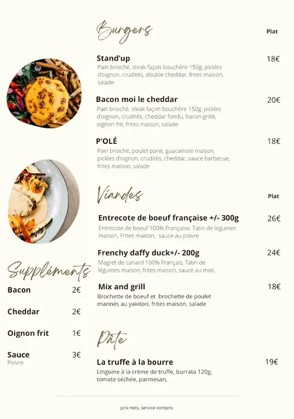 menu 0 of Restaurant Le Stand'up