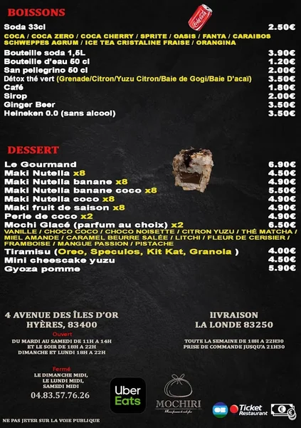 menu 1 of Sushi House Hyères