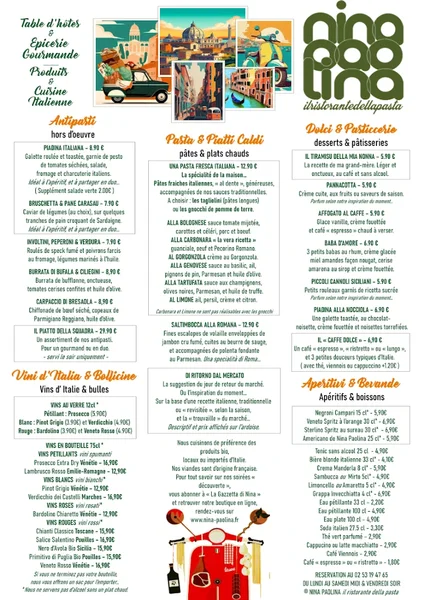 menu 0 of NINA PAOLINA - il ristorante della pasta