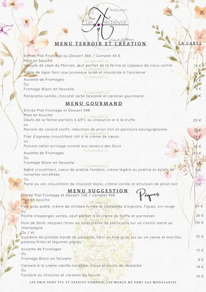 menu 0 of Restaurant Le Médiéval