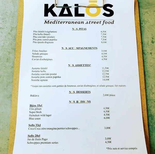 menu 0 of KALŌS Mediterranean Street Food
