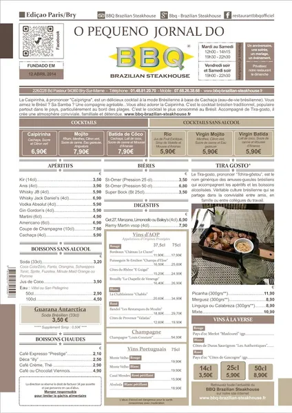 menu 0 of Restaurant BBQ Brazilian Steakhouse