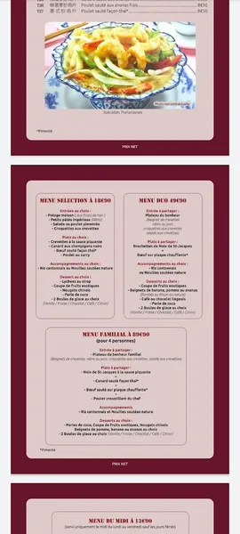menu 0 of Soleil Levant