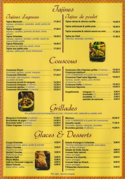 menu 0 of L'Orientale