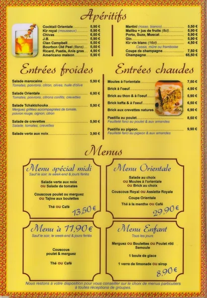 menu 1 of L'Orientale