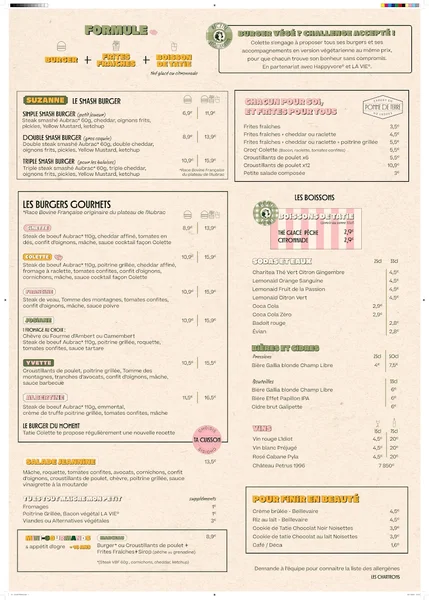 menu 0 of Les burgers de Colette - Les Chartrons