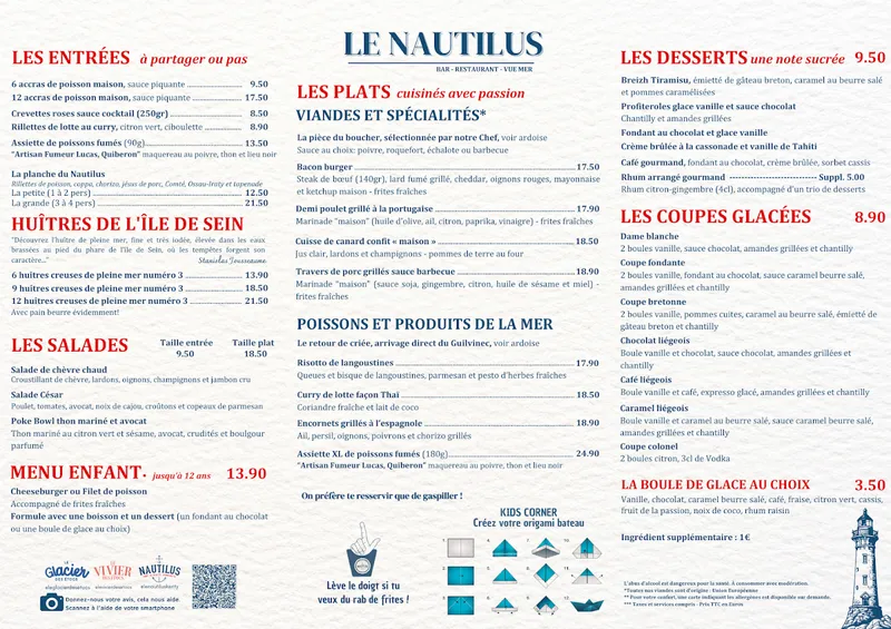 menu 0 of Le Nautilus
