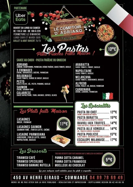 menu 0 of Le comptoir D'adriano Fréjus