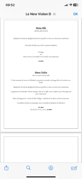 menu 0 of Restaurant le Violon d'Ingres
