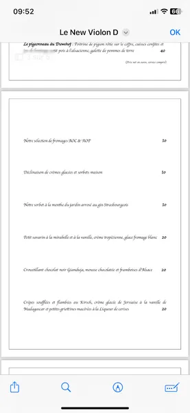menu 1 of Restaurant le Violon d'Ingres