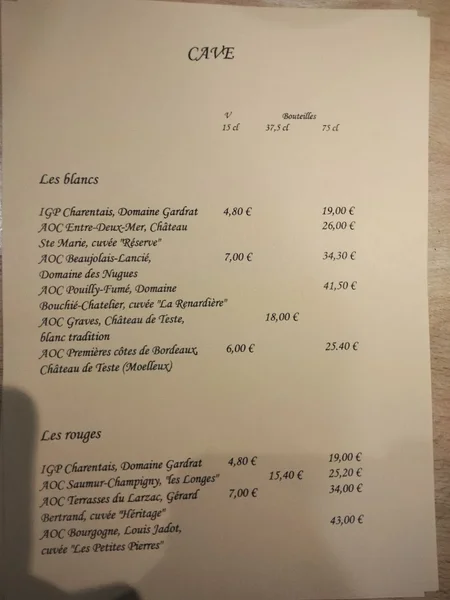 menu 1 of L'Entre Potes Meschers