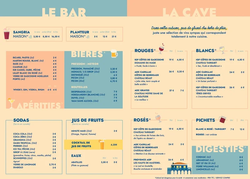 menu 0 of LA CABANE A MOULES BIGANOS