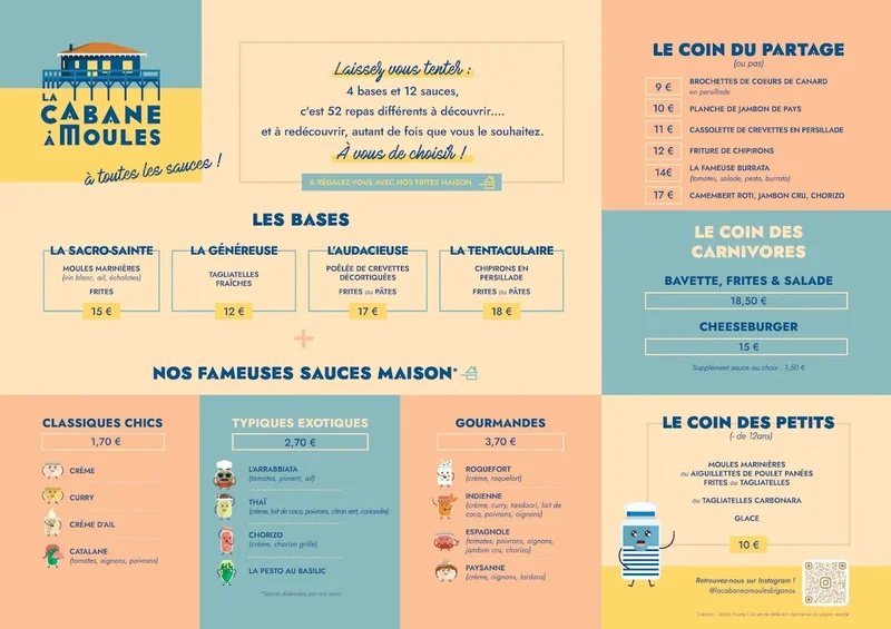 menu 1 of LA CABANE A MOULES BIGANOS