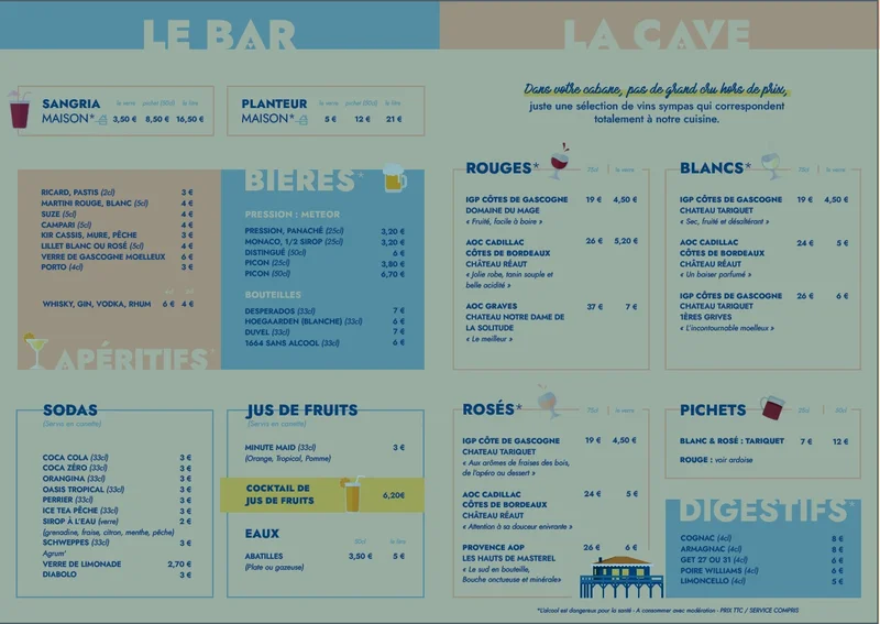 menu 2 of LA CABANE A MOULES BIGANOS