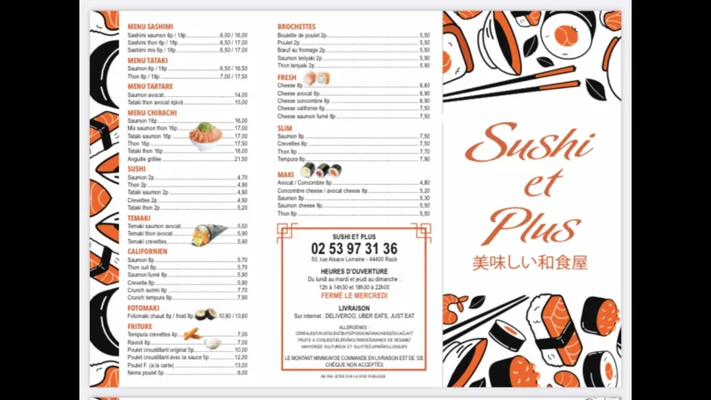 menu 1 of Sushi et plus