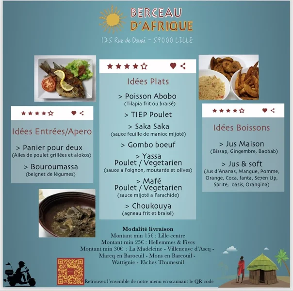menu 0 of Le Berceau d'Afrique