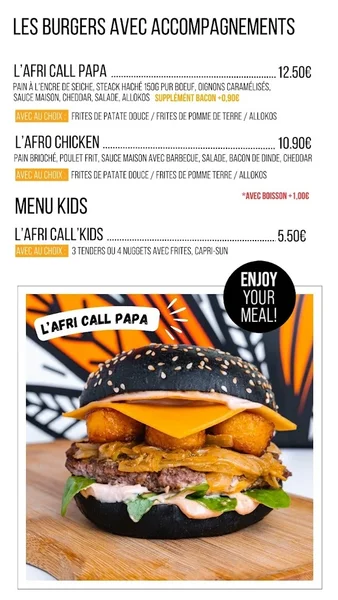 menu 1 of Afri Call Food (Gare Lille Flandres) - Restaurant Africain Lille