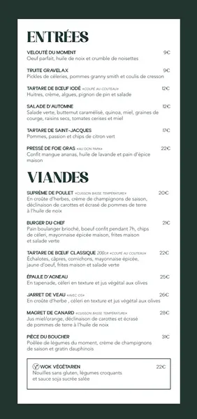 menu 0 of Rosière - L'Étang Gourmand