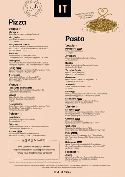 menu 2 of IT - Italian Trattoria Evry 2