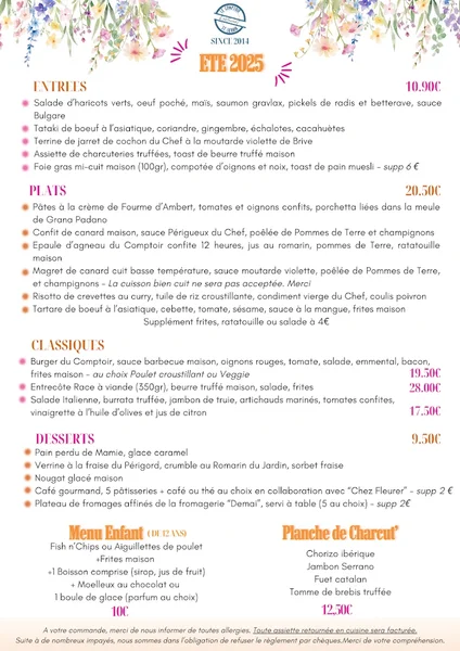 menu 0 of Le Comptoir Saint Sernin
