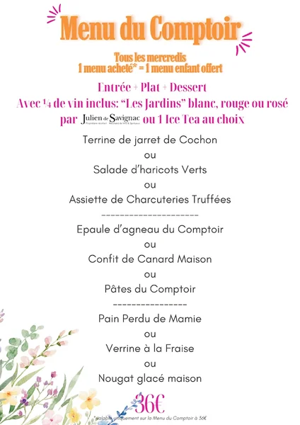 menu 2 of Le Comptoir Saint Sernin
