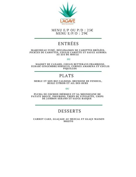menu 0 of L'Agave