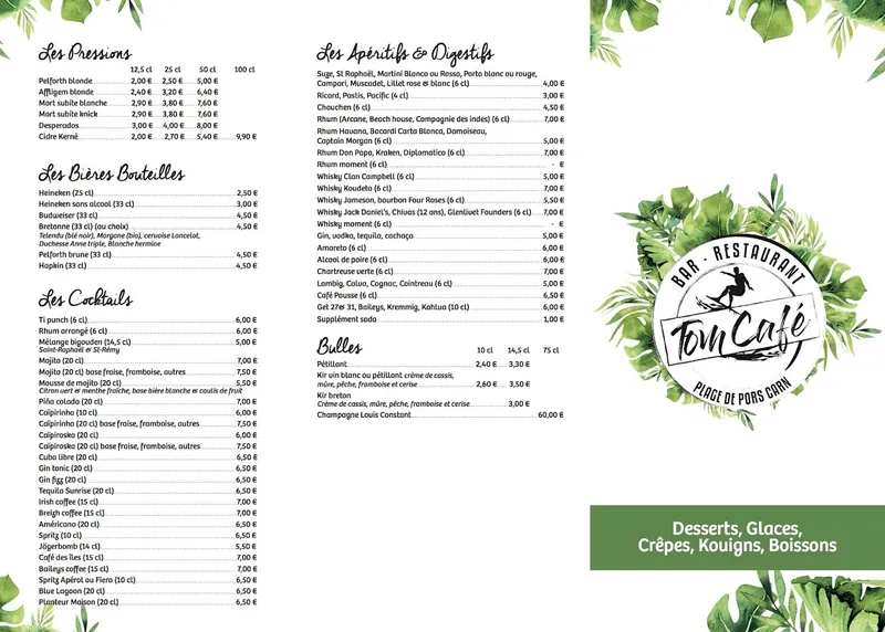 menu 1 of TomCafé