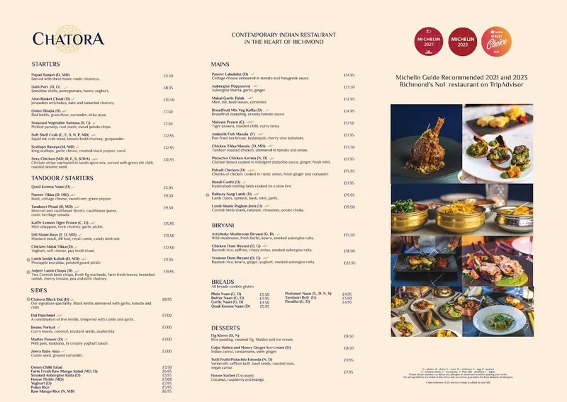 menu 0 of Chatora - Modern Indian Restaurant