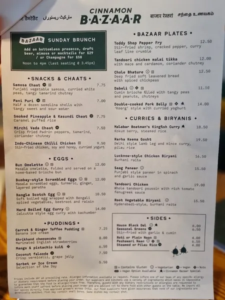 menu 1 of Cinnamon Bazaar Richmond Upon Thames