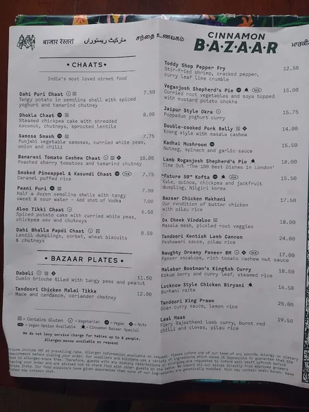 menu 2 of Cinnamon Bazaar Richmond Upon Thames