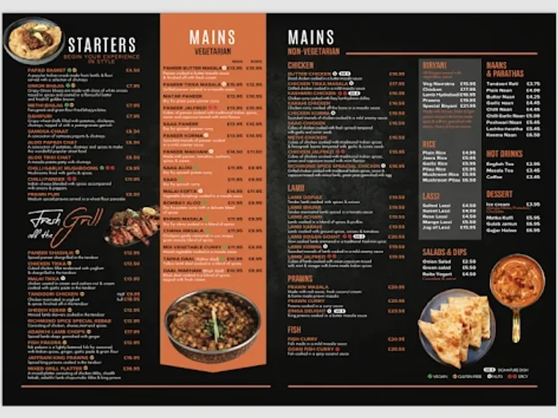 menu 0 of Richmond spice Bar & Indian Restaurant