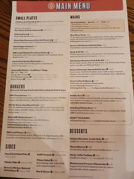 menu 0 of Brewhouse & Kitchen - Sutton Coldfield