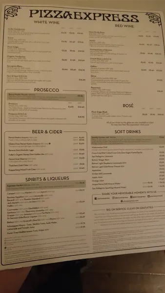 menu 1 of Pizza Express