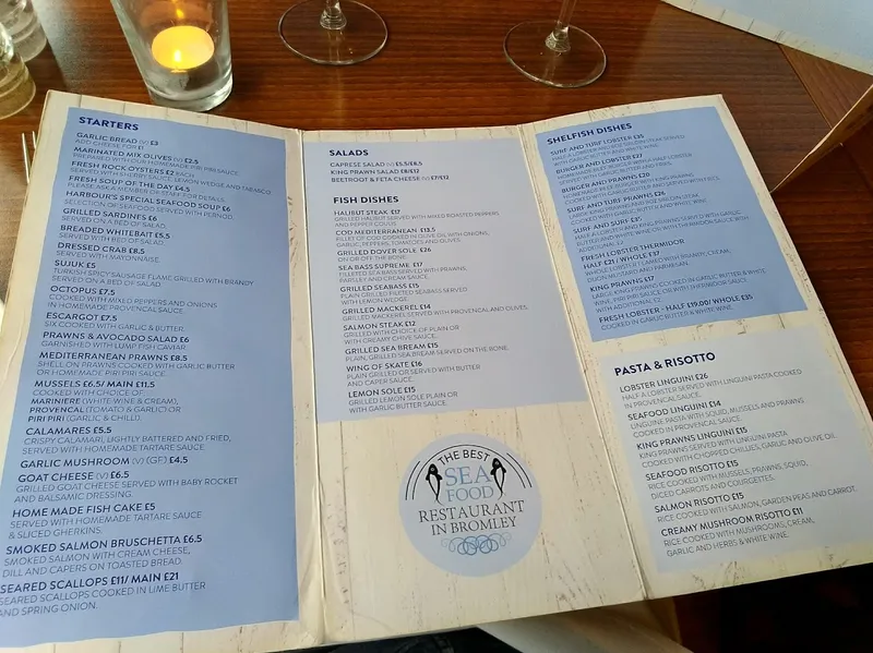 menu 2 of Blue Harbour London