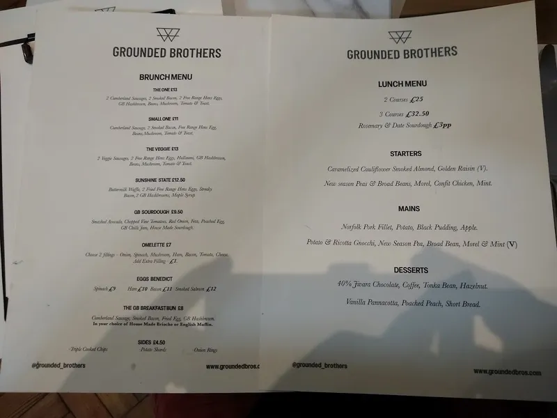 menu 1 of Grounded Brothers