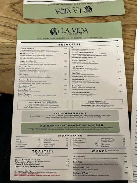 menu 0 of La Vida Café and Bistro