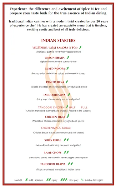 menu 1 of Spice n Ice