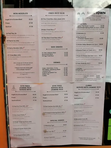 menu 1 of Siam Town