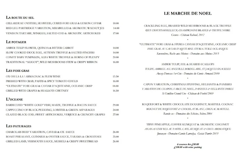 menu 0 of Club Gascon - French Michelin Starred Restaurant