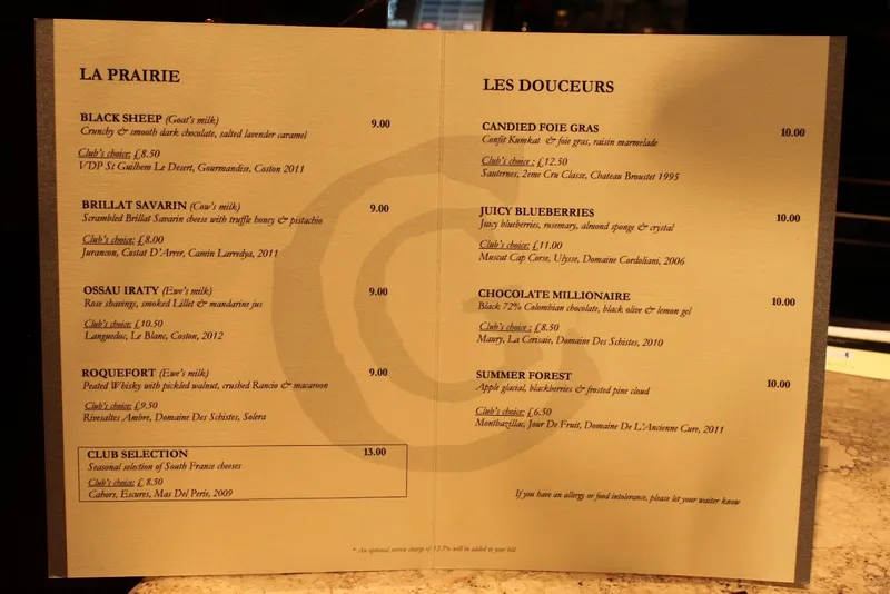 menu 1 of Club Gascon - French Michelin Starred Restaurant